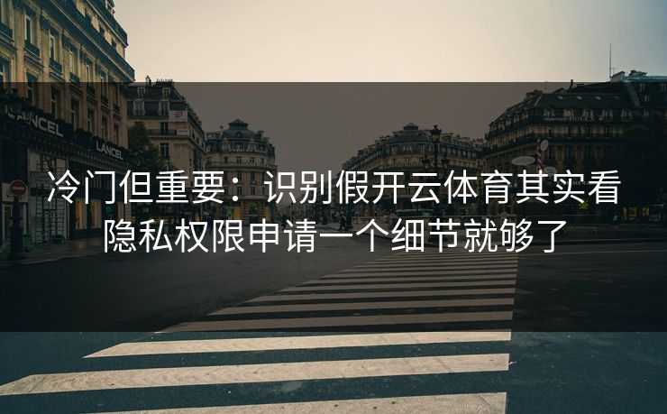 冷门但重要：识别假开云体育其实看隐私权限申请一个细节就够了