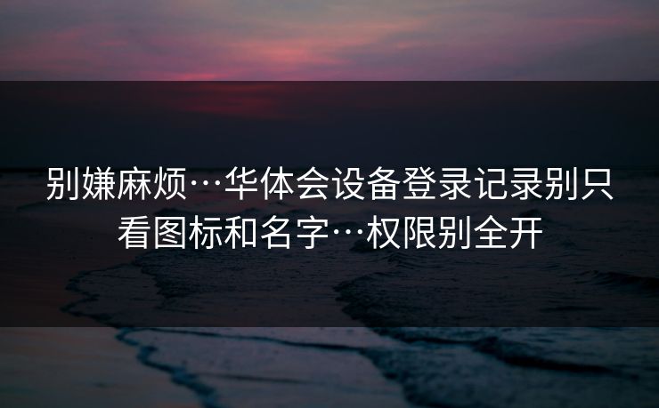 别嫌麻烦…华体会设备登录记录别只看图标和名字…权限别全开